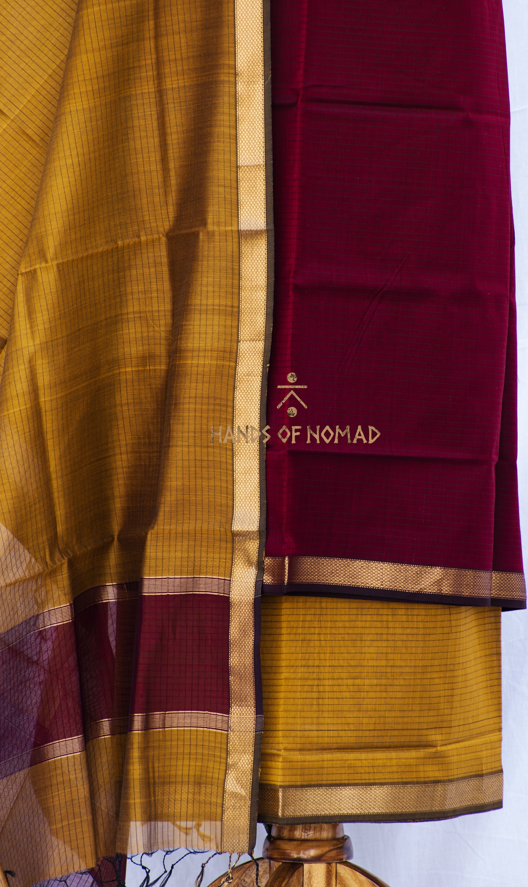 Maroon and Mustard Maheshwari Silk Suits
