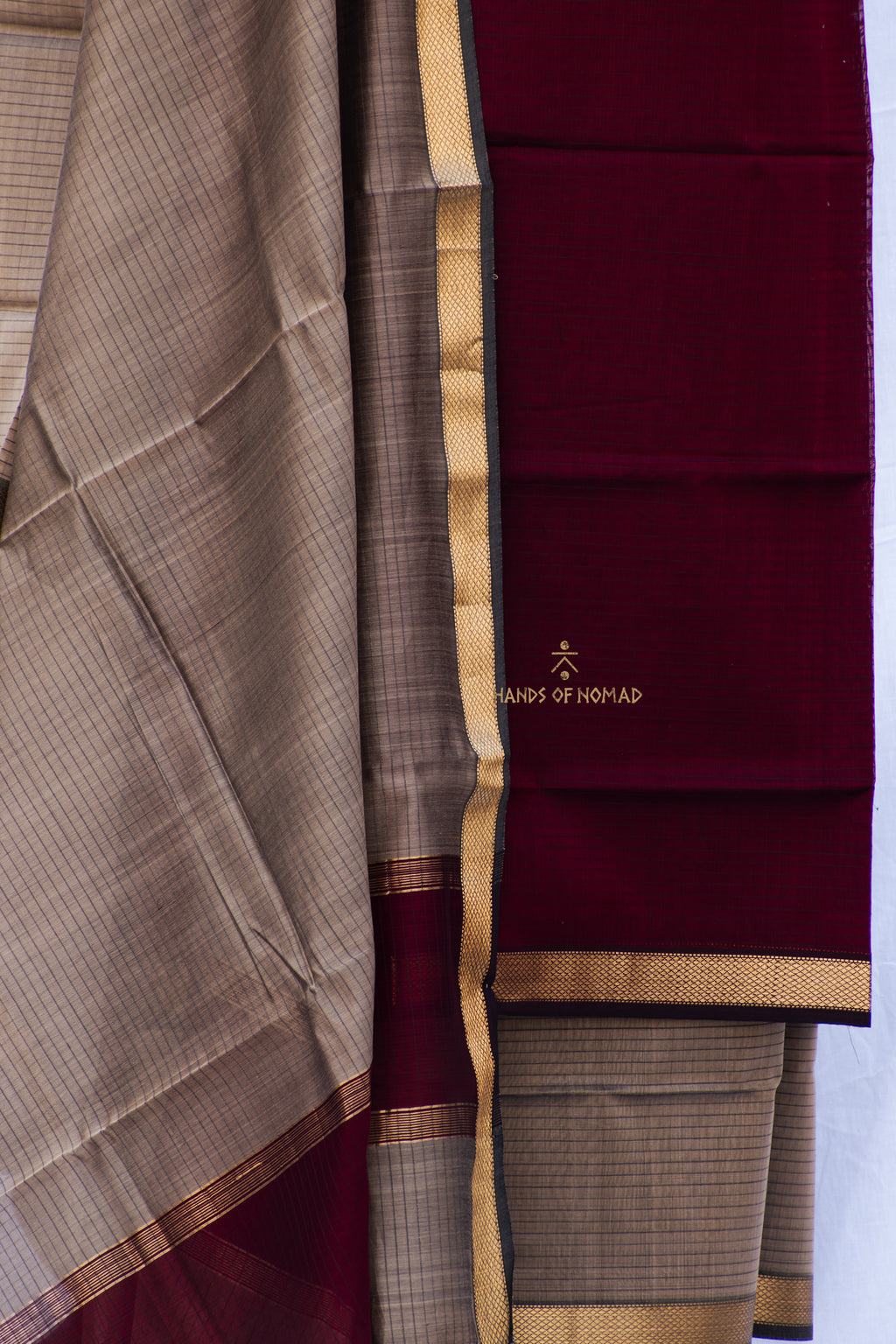 Maroon and Grey Maheshwari Silk Suits