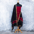 Black and Maroon Maheshwari Silk Unstitched Suits