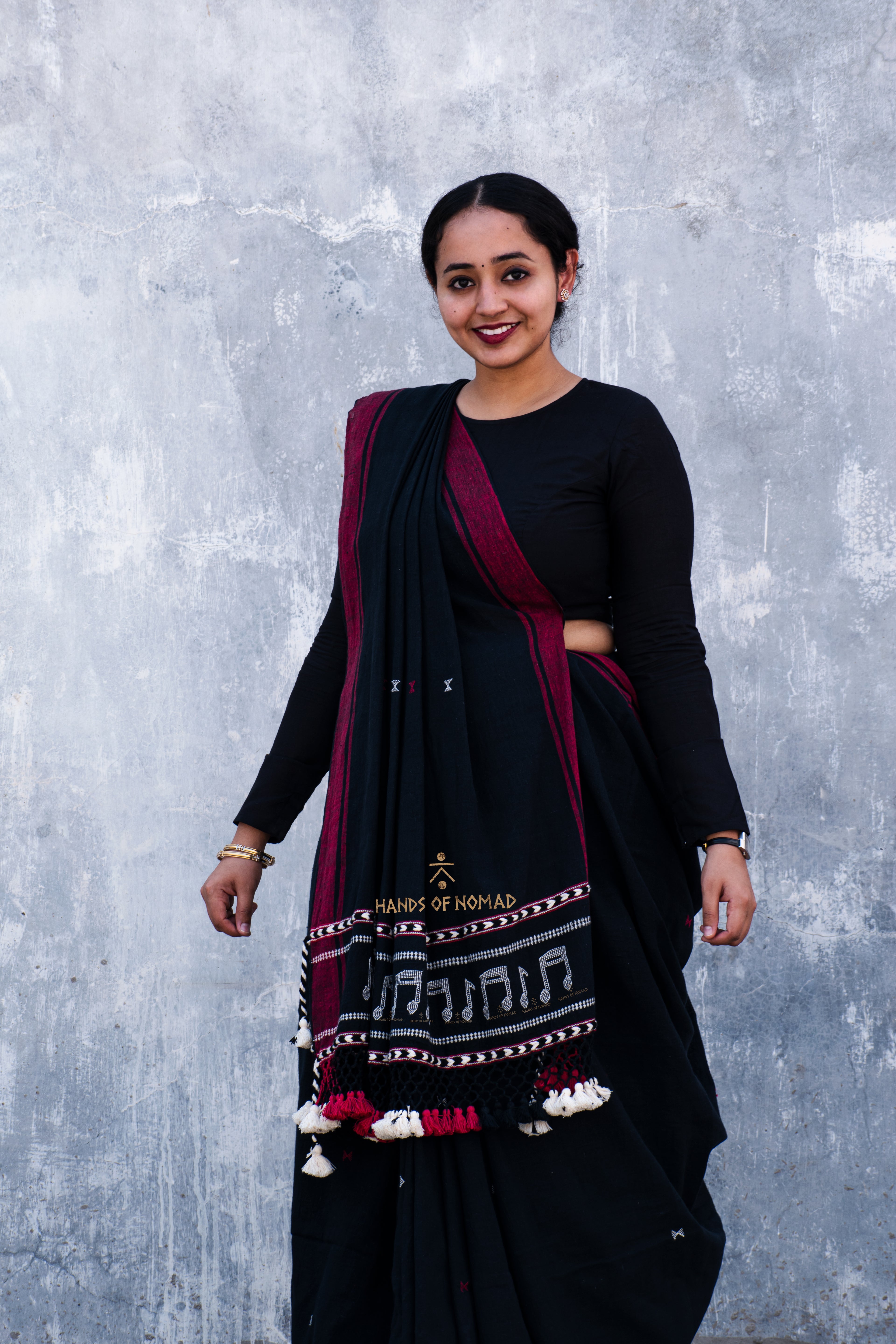 Musical Handwoven Kala Cotton Saree (Allover traditional Motifs) HN-SR-50