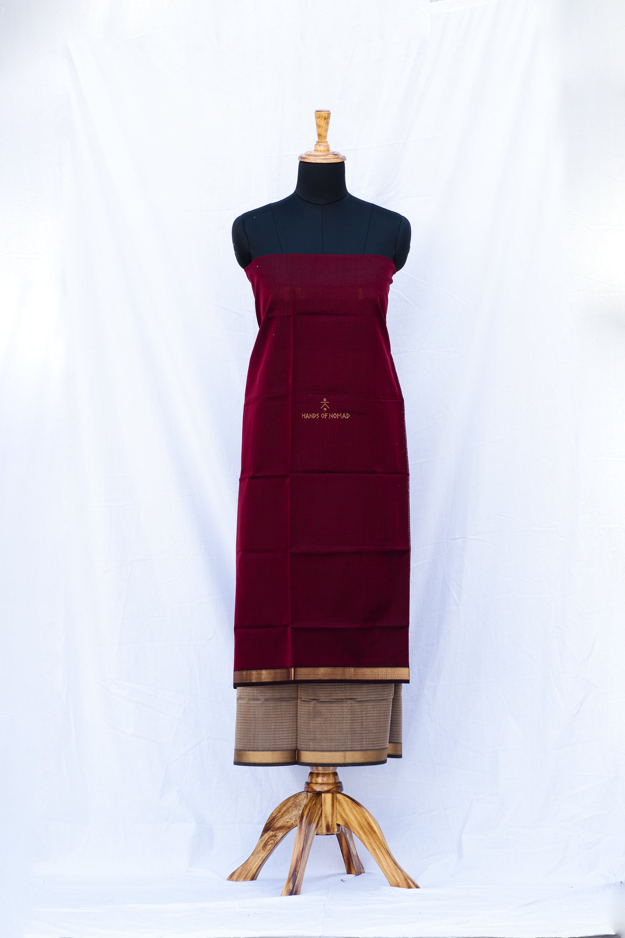 Maroon and Grey Maheshwari Silk Suits