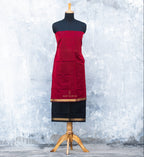 Black and Maroon Maheshwari Silk Unstitched Suits