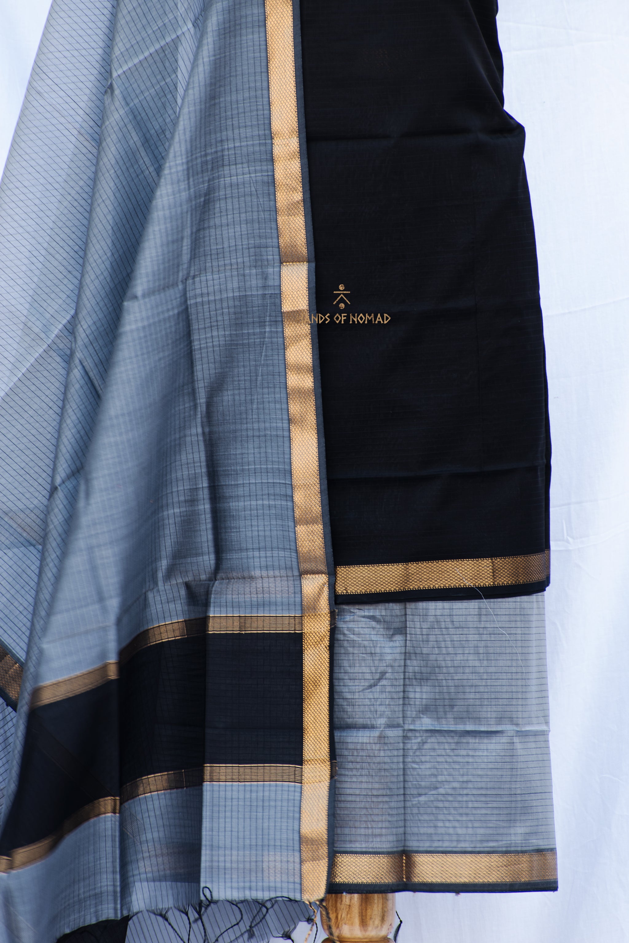 Black and Grey Maheshwari Silk Suits