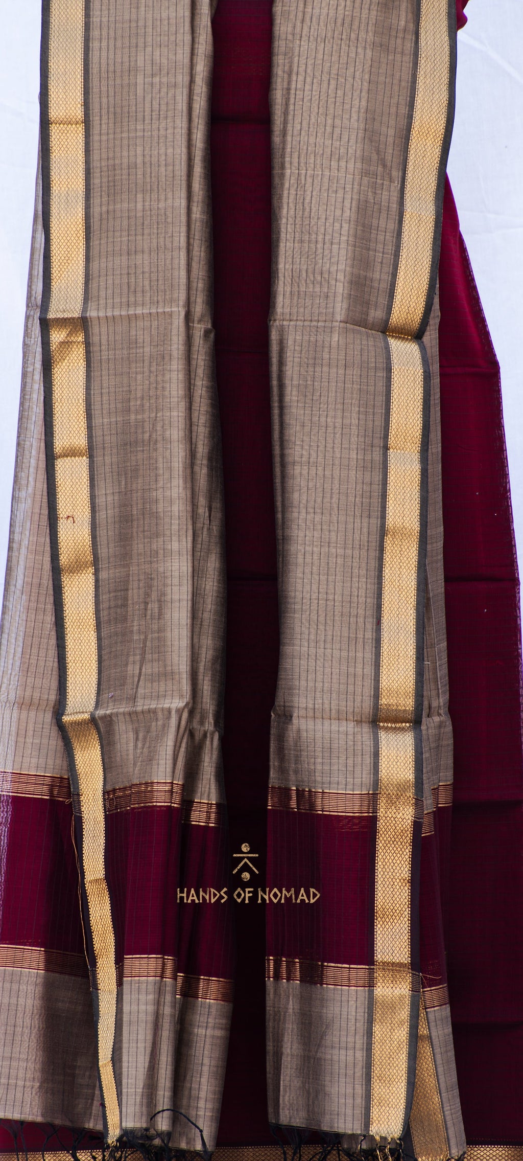 Maroon and Grey Maheshwari Silk Suits