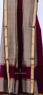 Maroon and Grey Maheshwari Silk Suits