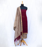 Maroon and Grey Maheshwari Silk Suits