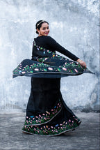 Black Hand Painted Pichwai Silk Saree