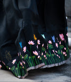 Black Hand Painted Pichwai Silk Saree