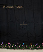 Black Hand Painted Pichwai Silk Saree