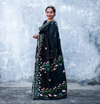 Black Hand Painted Pichwai Silk Saree