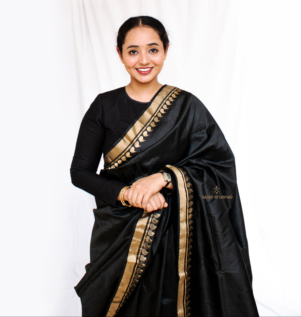 Black Banarasi Katan Silk Saree