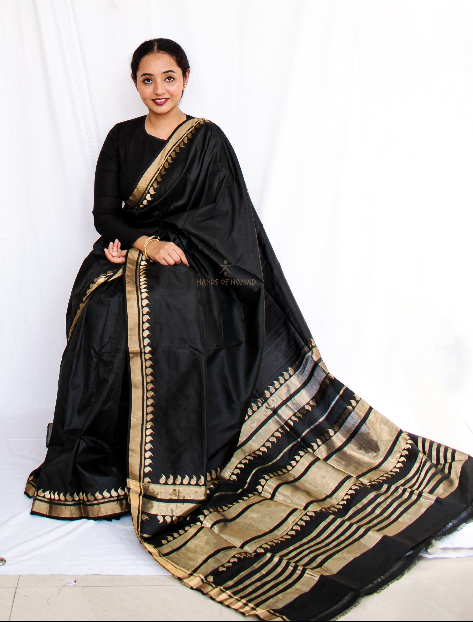 Black Banarasi Katan Silk Saree
