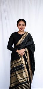 Black Banarasi Katan Silk Saree