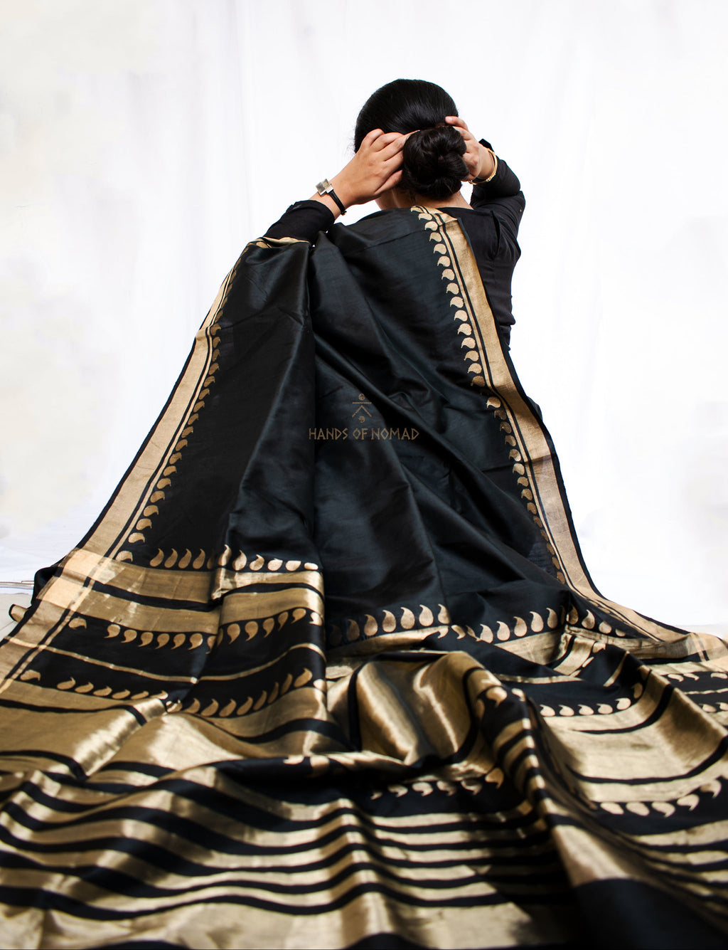 Black Banarasi Katan Silk Saree