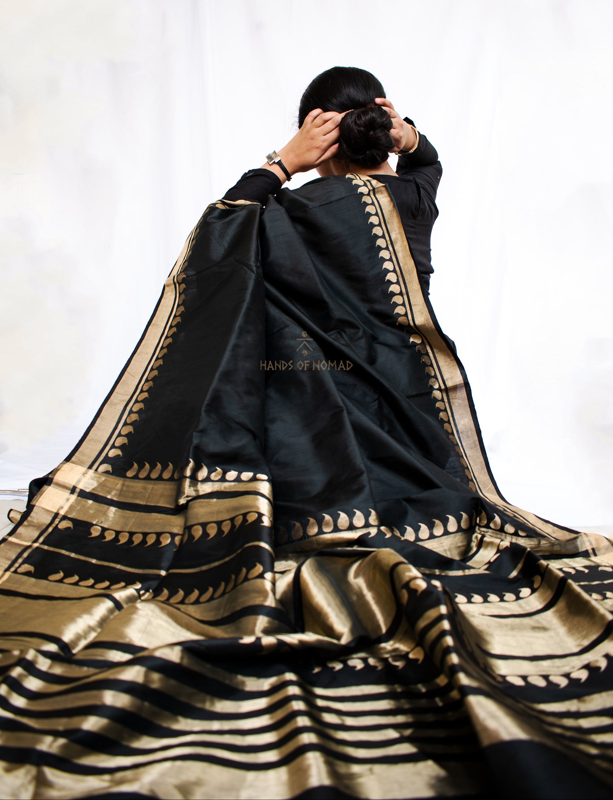 Black Banarasi Katan Silk Saree