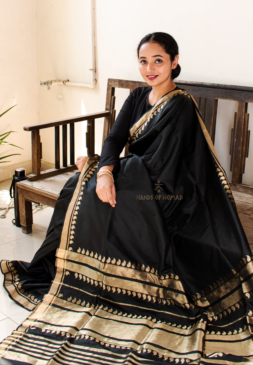 Black Banarasi Katan Silk Saree