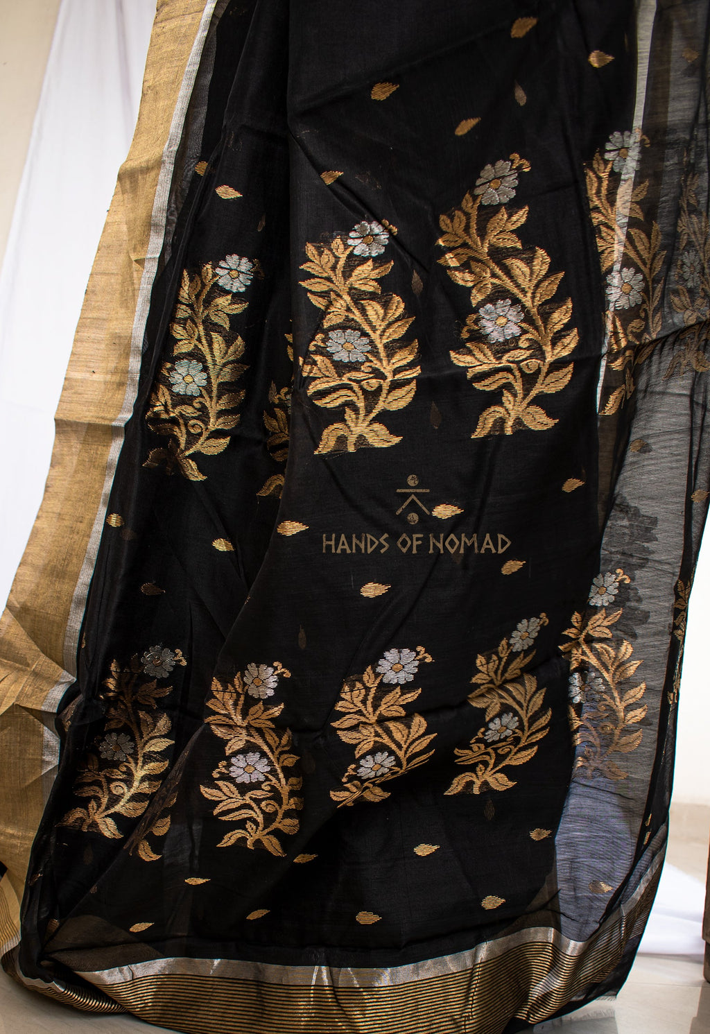 Black Cotton Silk Chanderi Saree