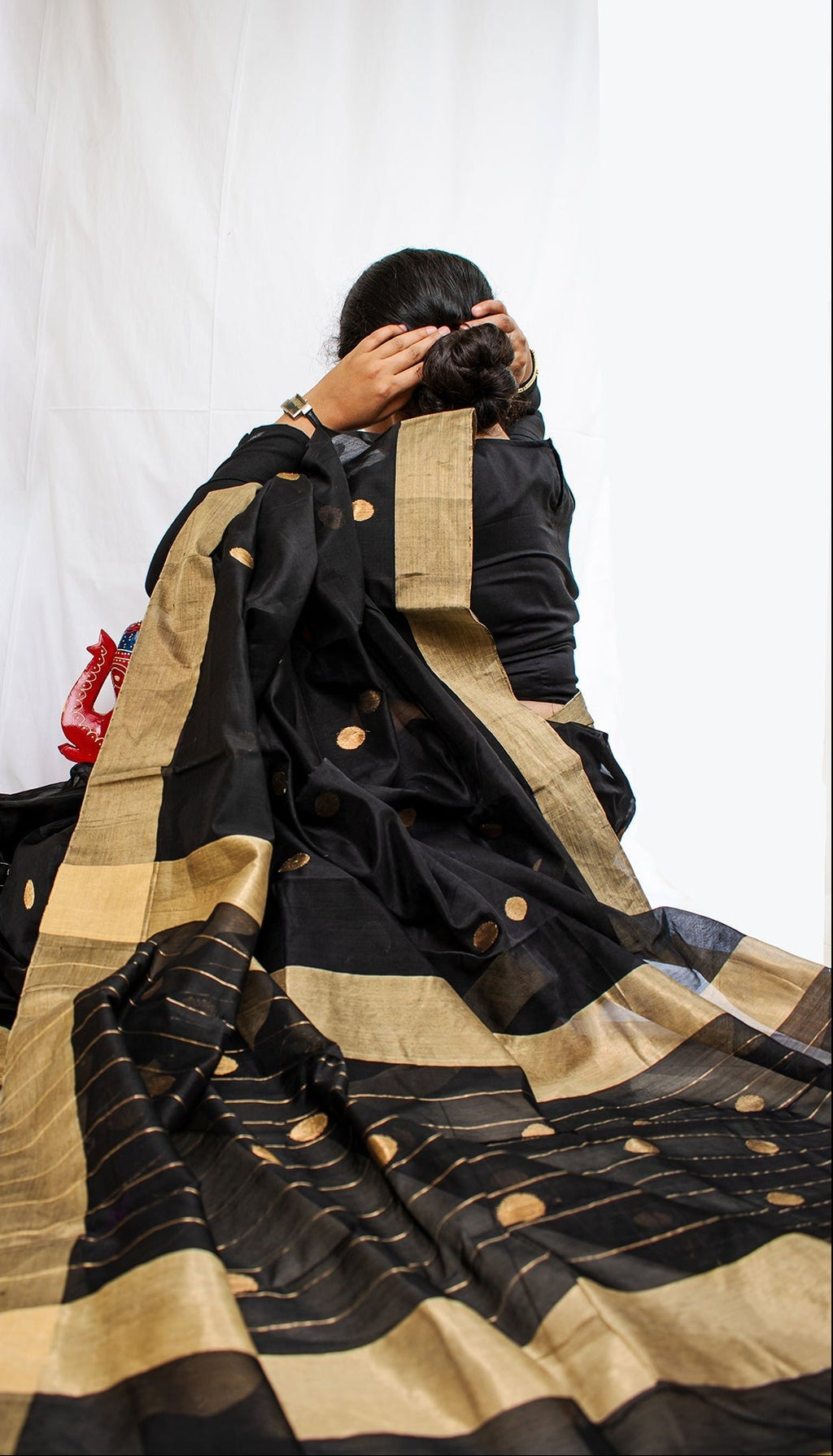 Black Cotton Silk Chanderi Saree