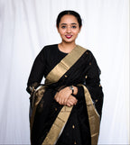 Black Cotton Silk Chanderi Saree