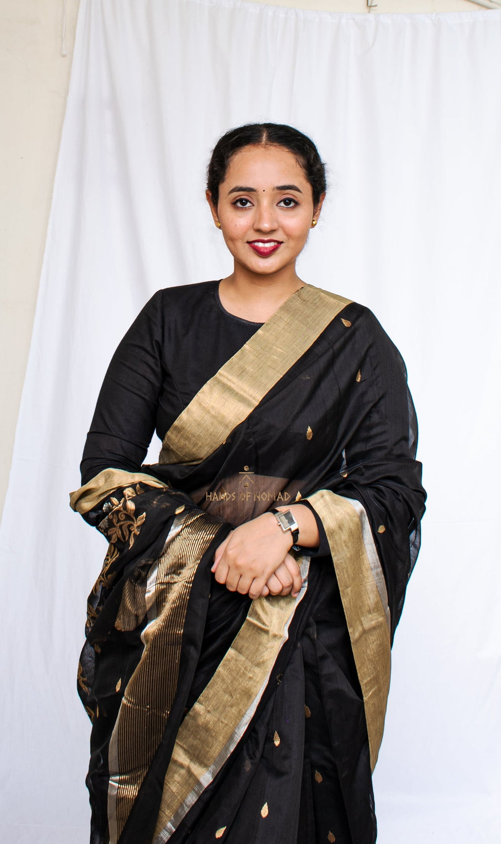 Black Cotton Silk Chanderi Saree