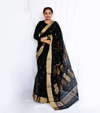 Black Cotton Silk Chanderi Saree