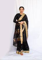 Black Cotton Silk Chanderi Saree