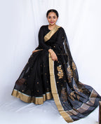 Black Cotton Silk Chanderi Saree