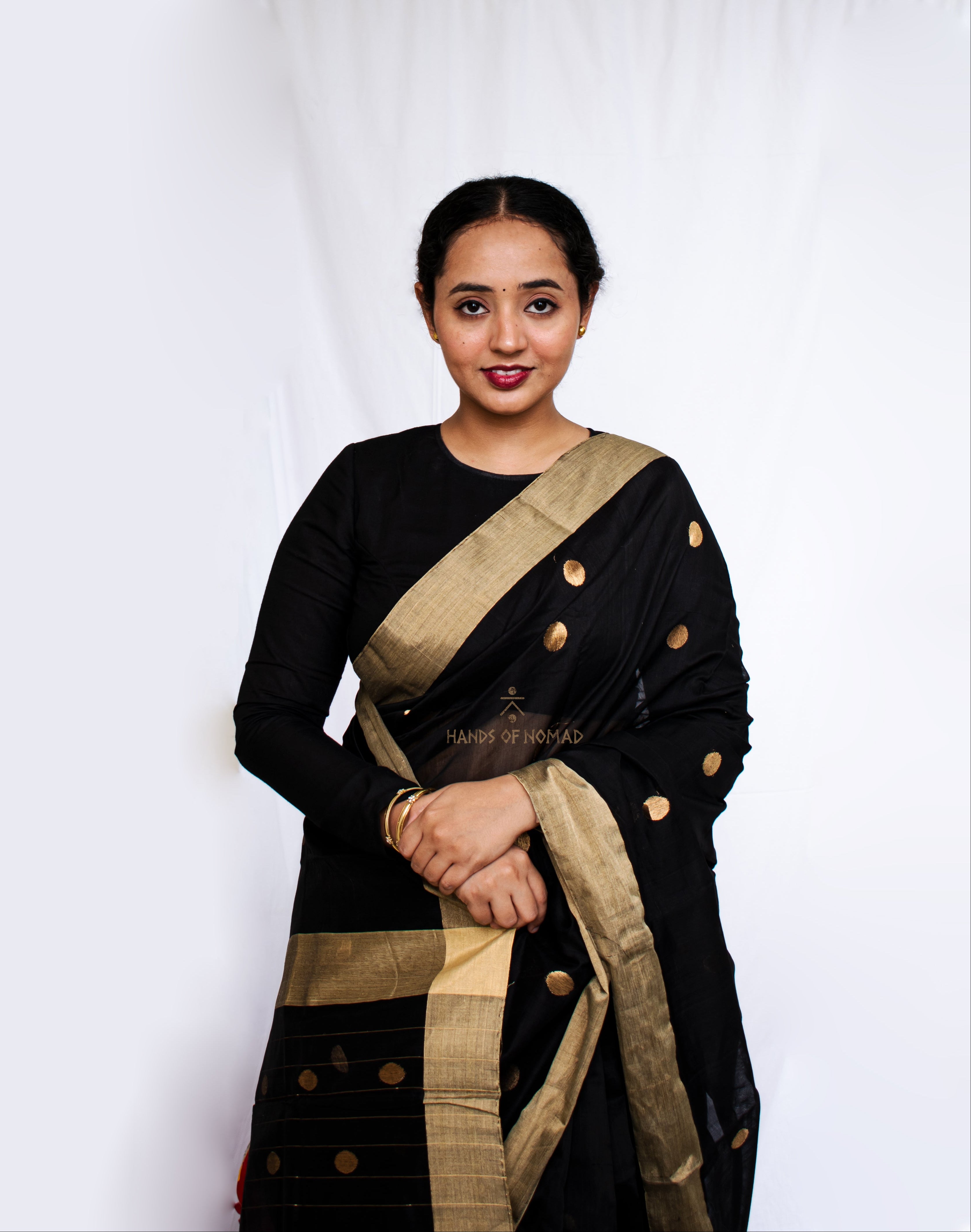 Black Cotton Silk Chanderi Saree