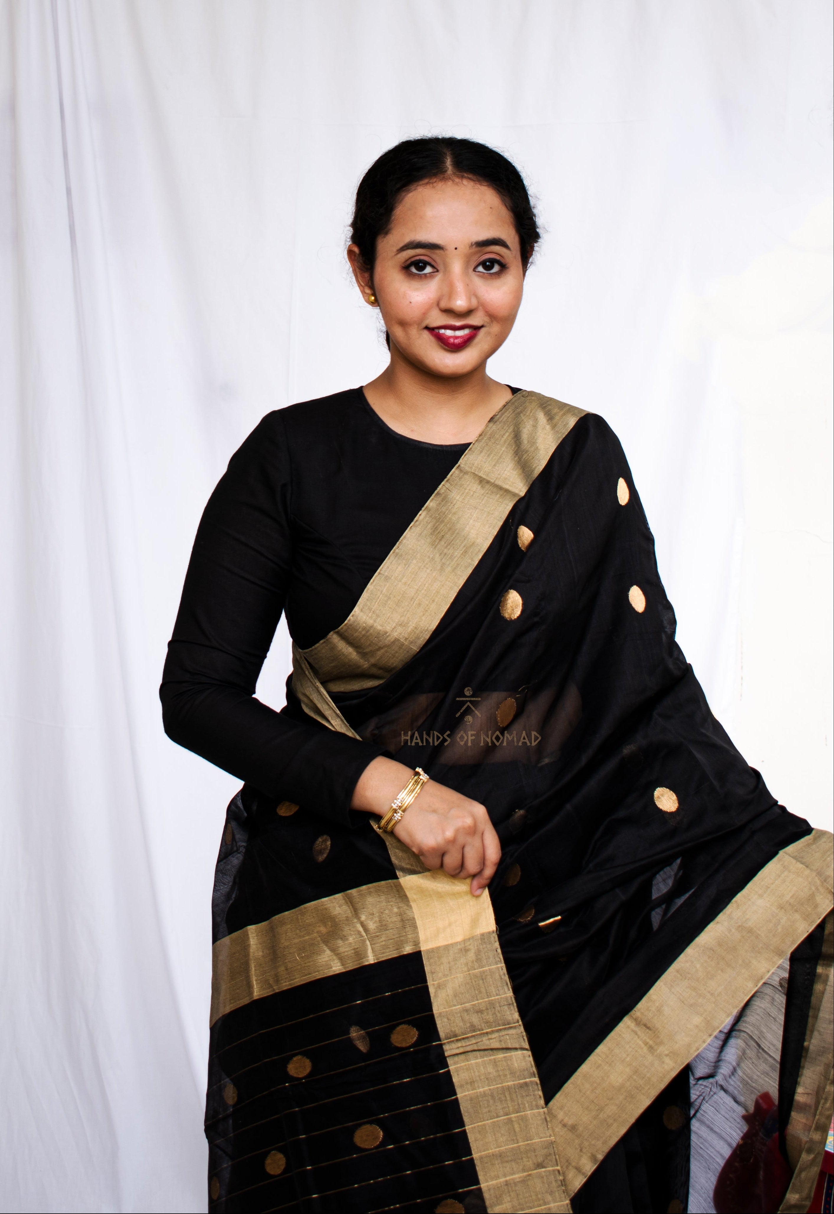 Black Cotton Silk Chanderi Saree