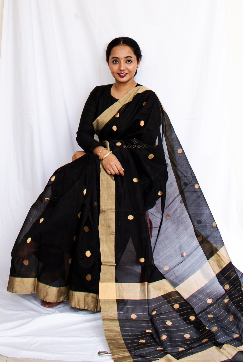 Black Cotton Silk Chanderi Saree