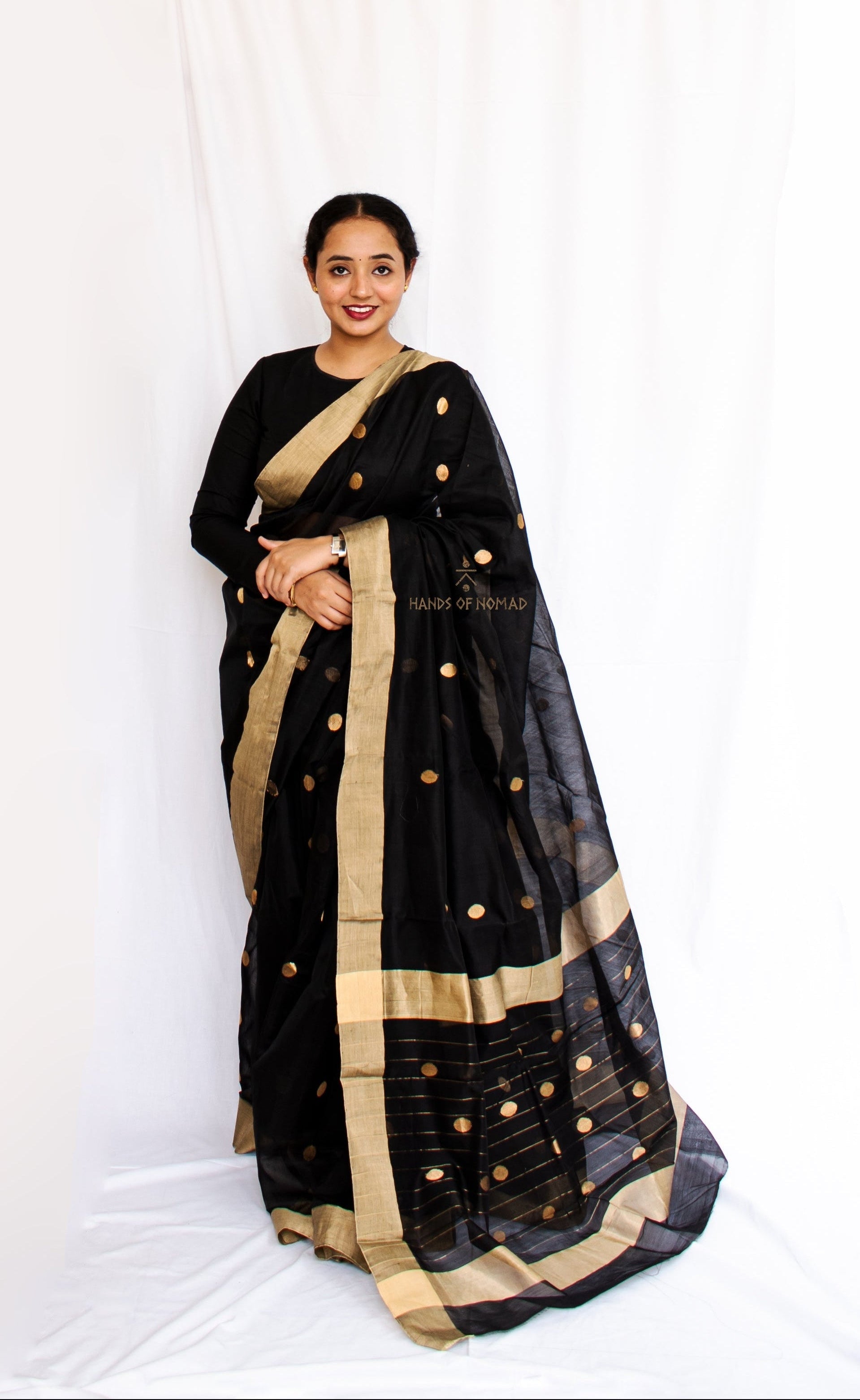 Black Cotton Silk Chanderi Saree