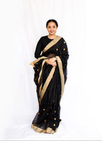 Black Cotton Silk Chanderi Saree