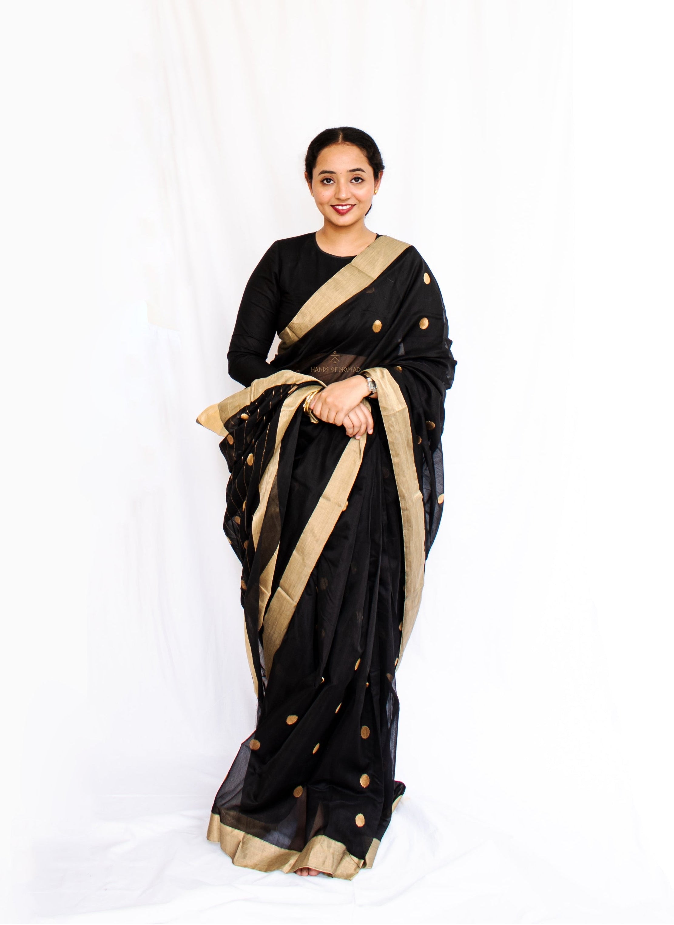Black Cotton Silk Chanderi Saree