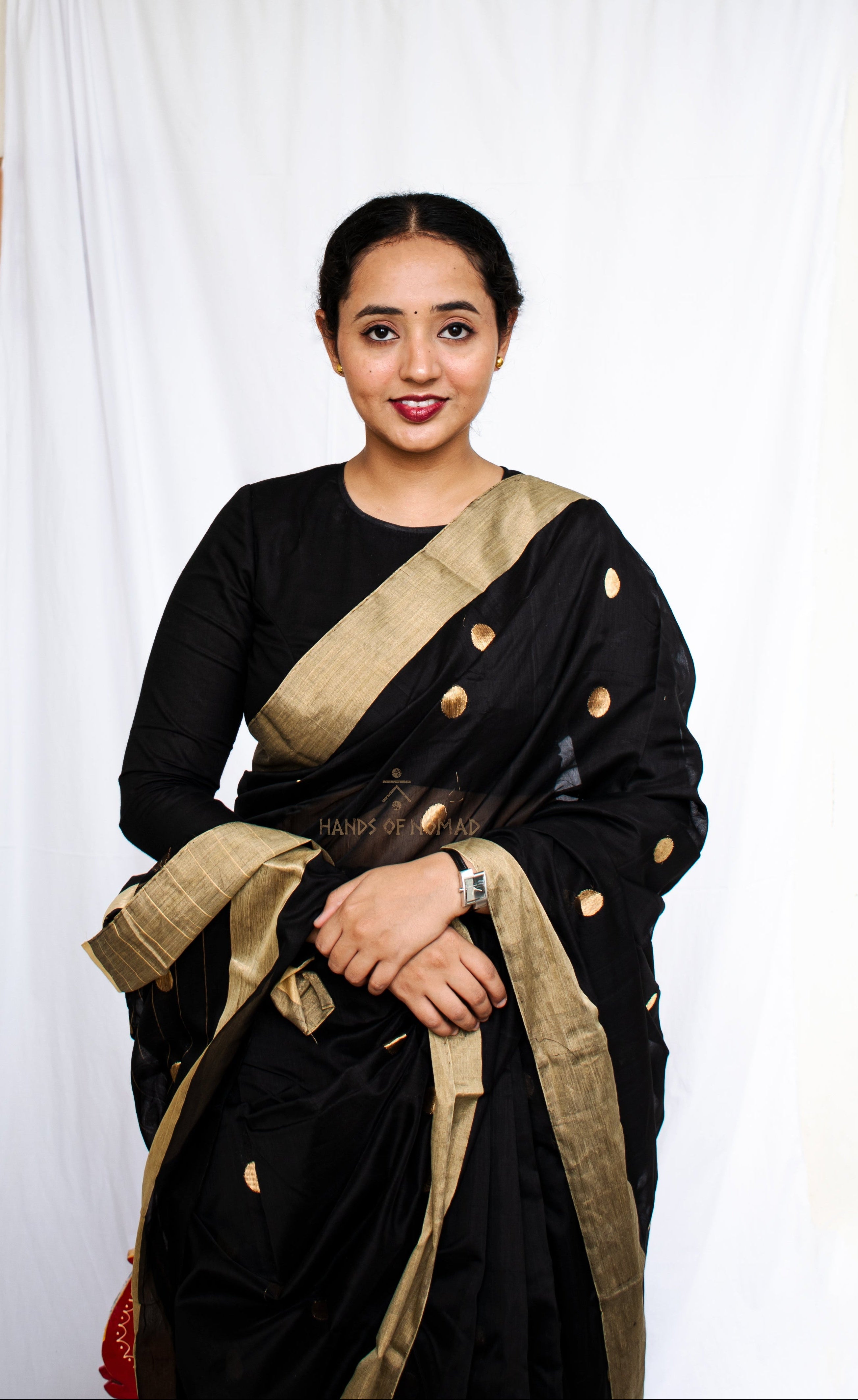 Black Cotton Silk Chanderi Saree