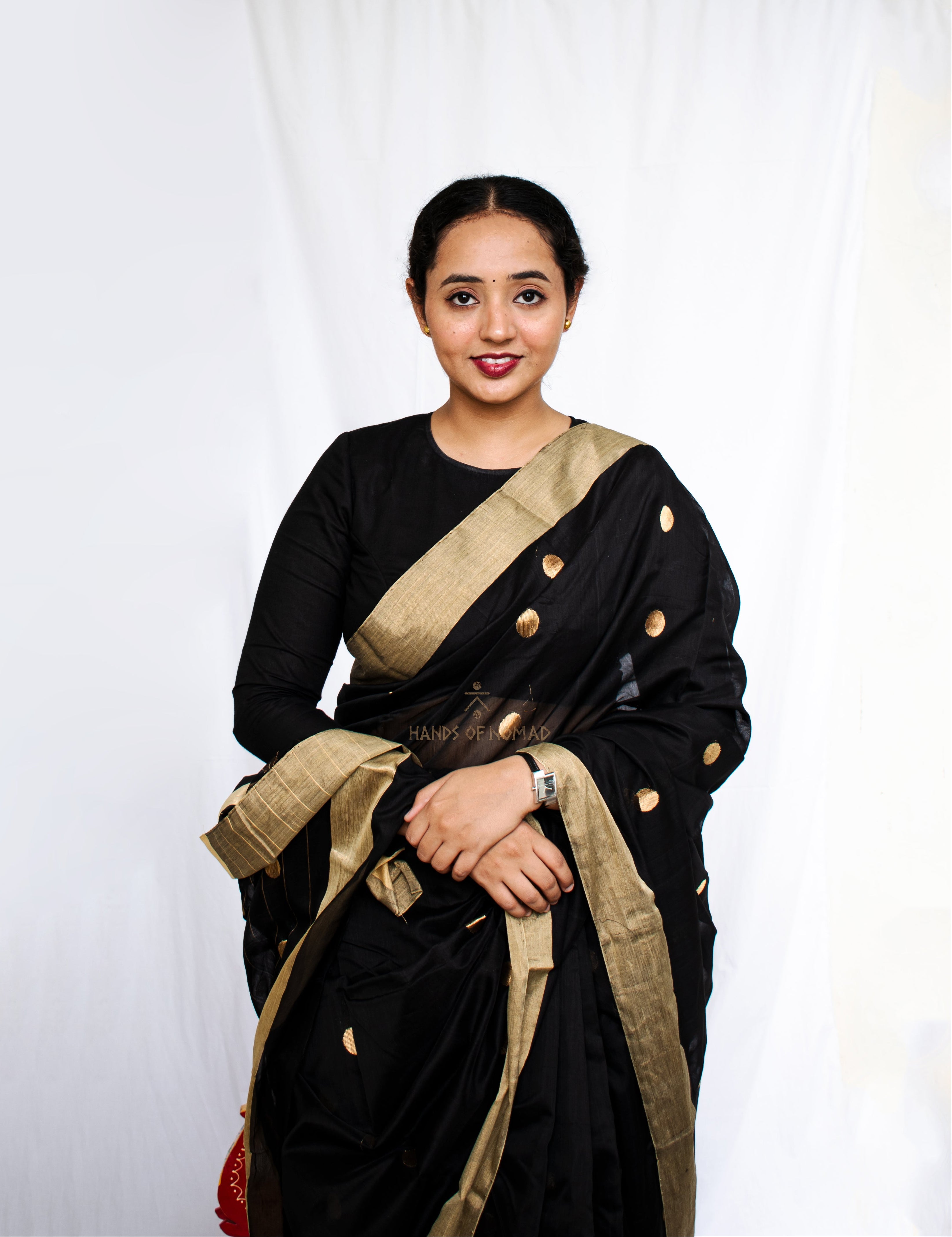 Black Cotton Silk Chanderi Saree