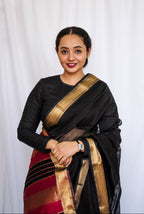 Black Cotton Silk Maheshwari Saree