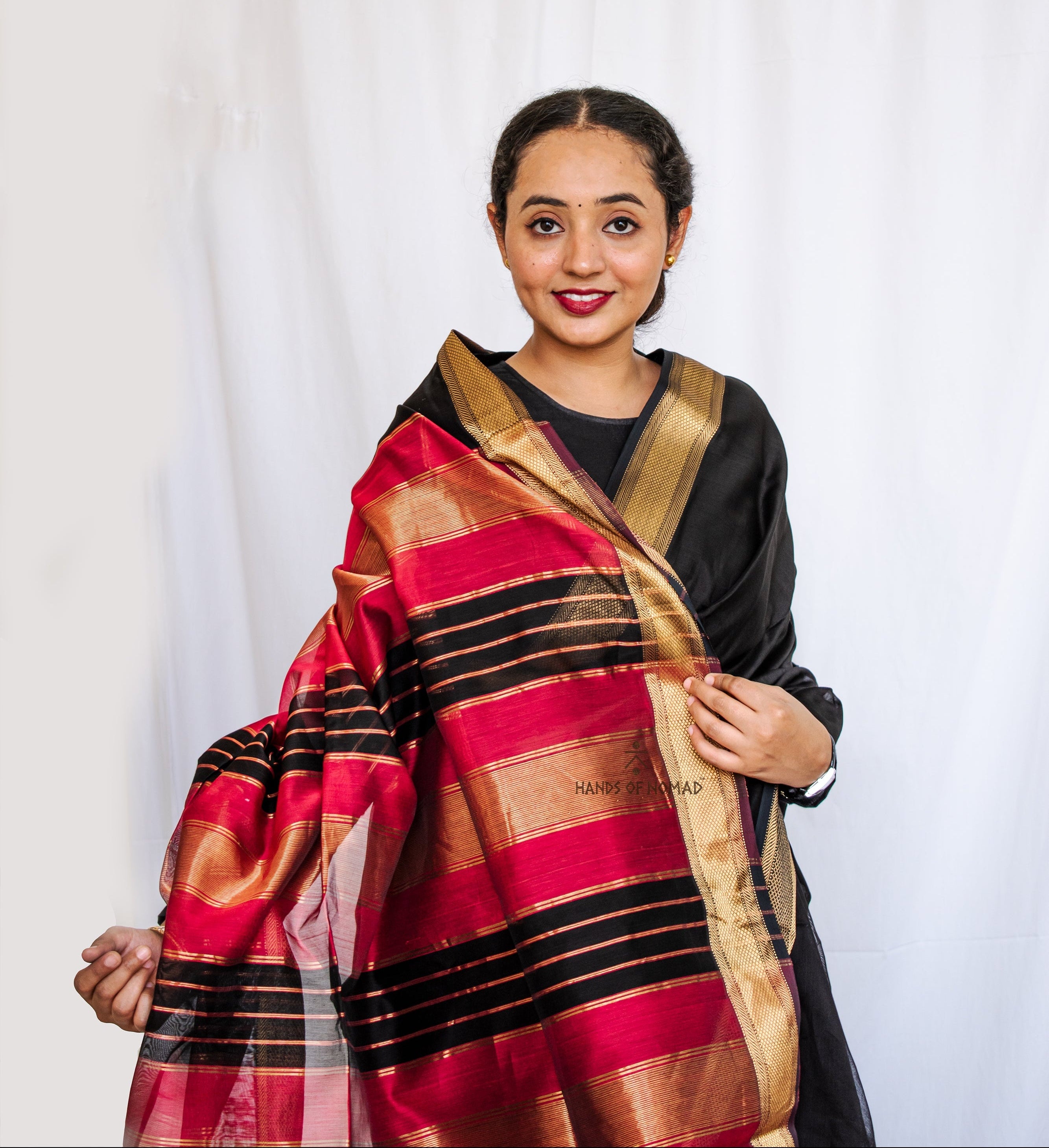 Black Cotton Silk Maheshwari Saree