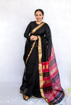 Black Cotton Silk Maheshwari Saree