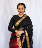 Black Cotton Silk Maheshwari Saree
