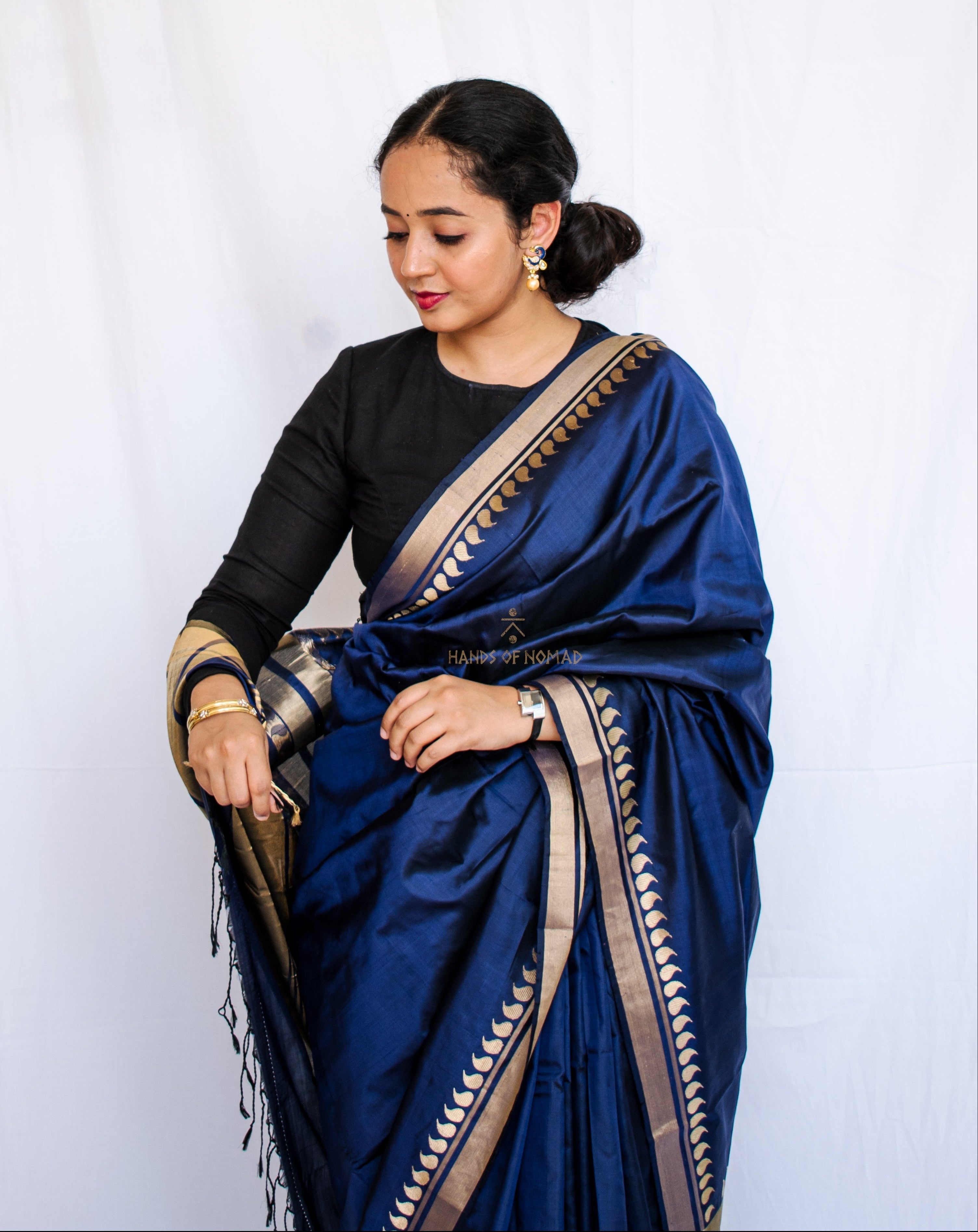 Blue Banarasi Katan Silk Saree