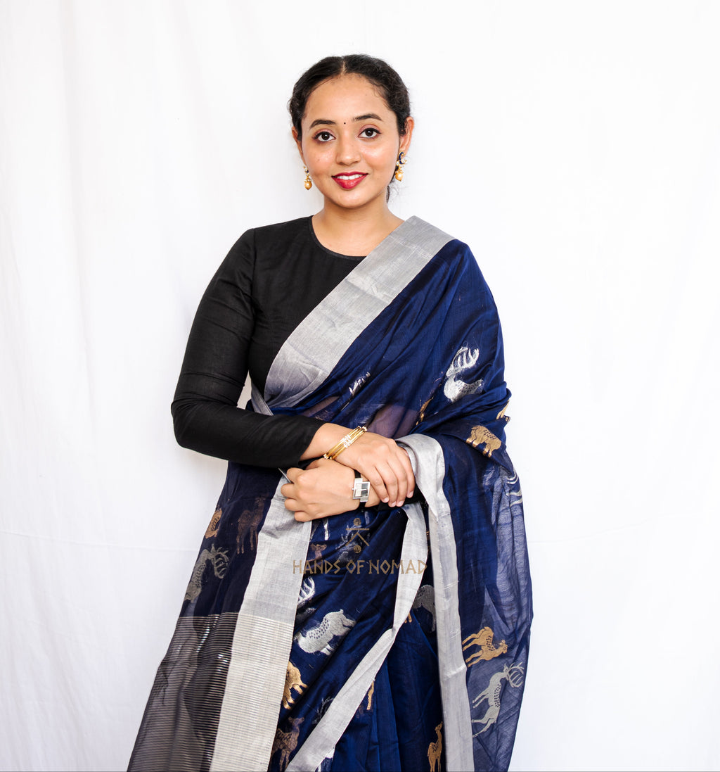 Blue Chanderi Saree