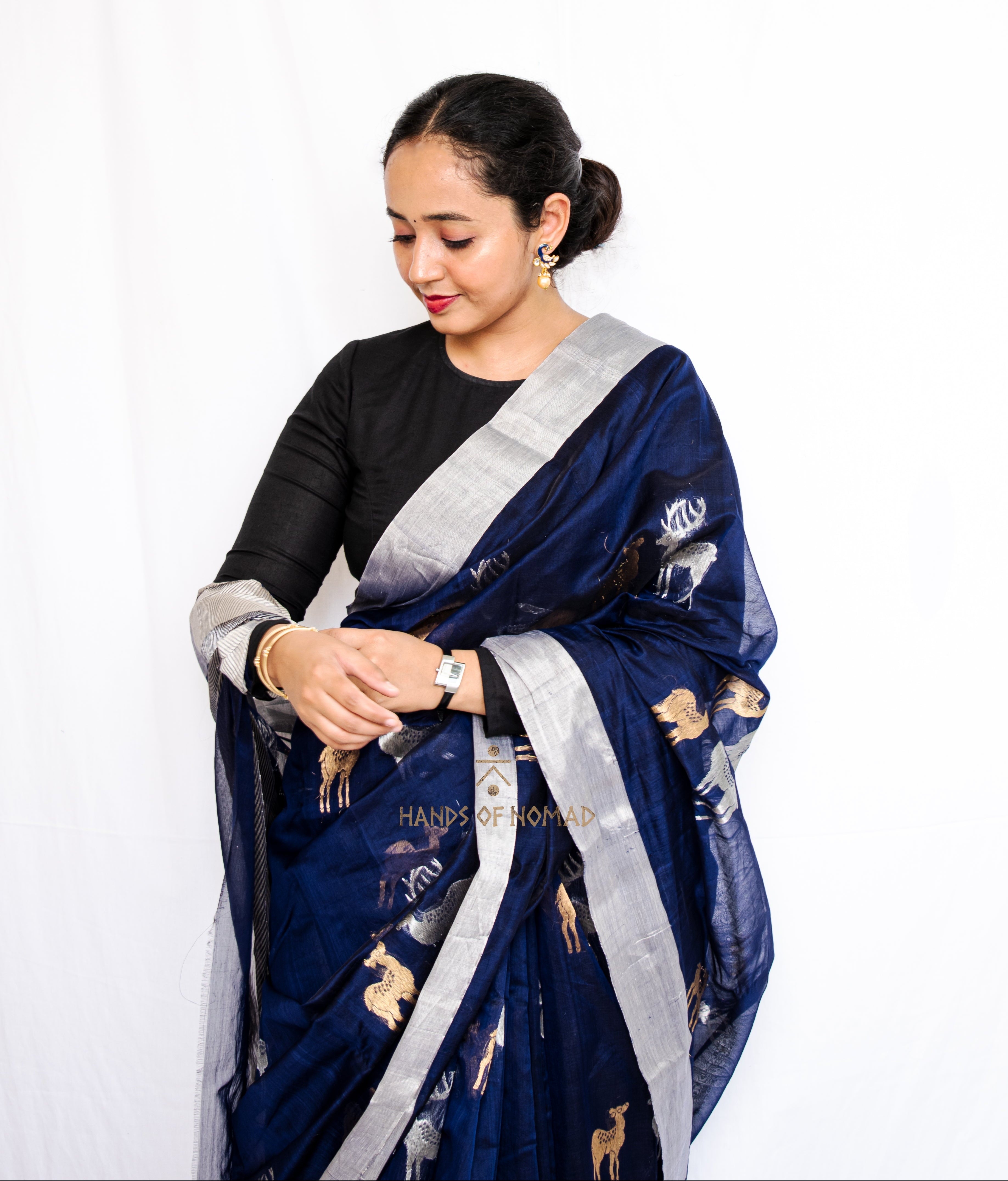 Blue Chanderi Saree
