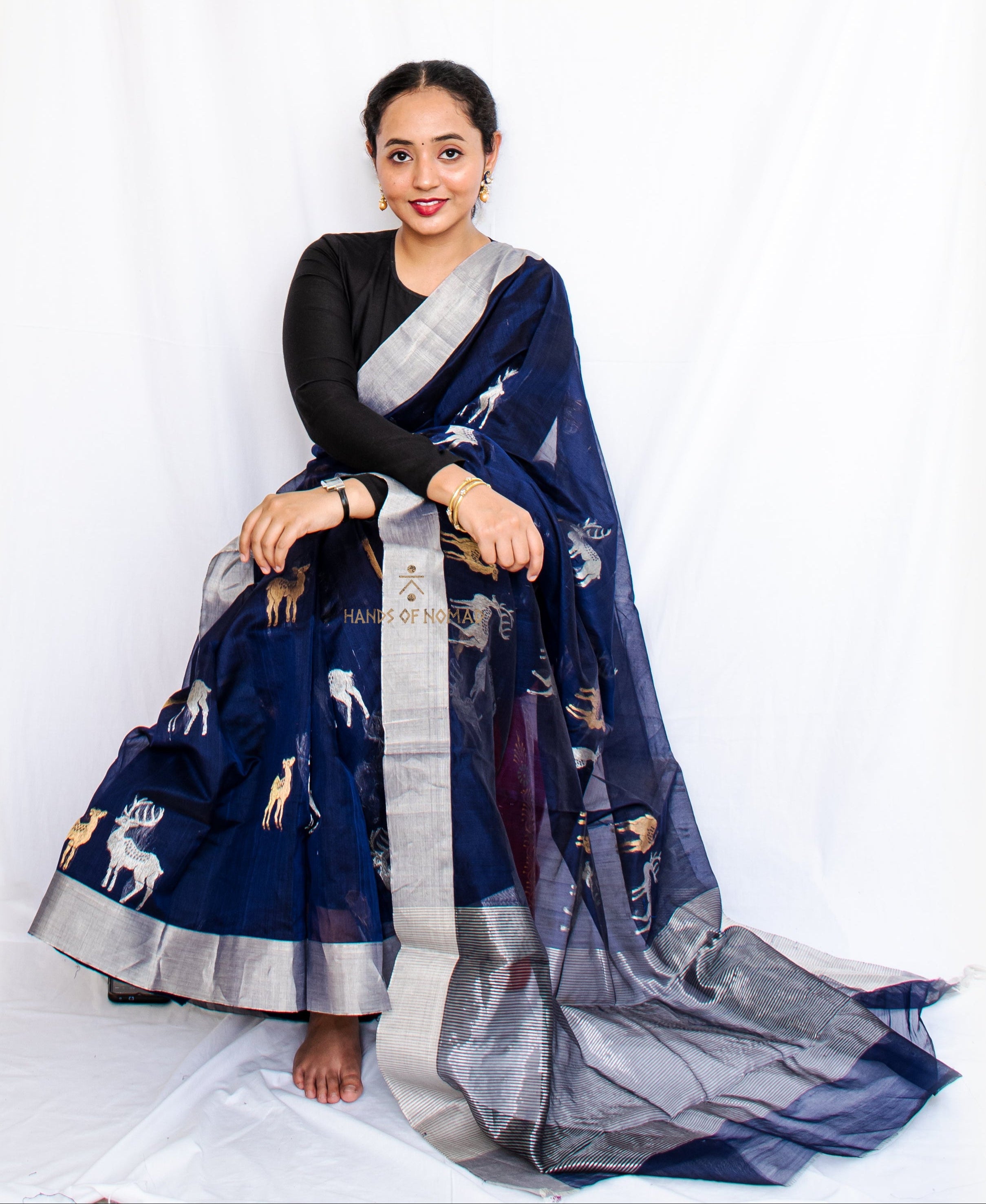 Blue Chanderi Saree