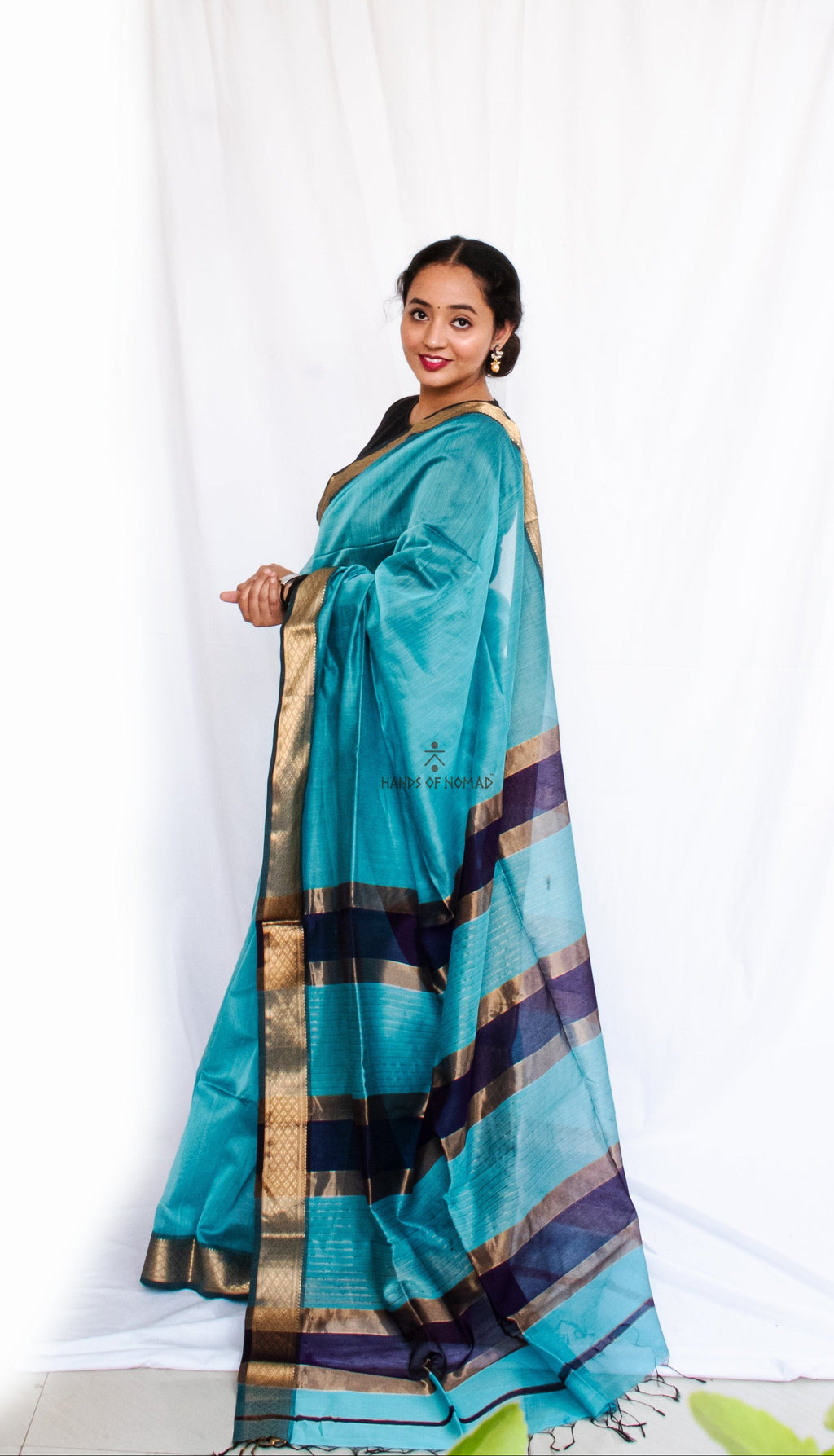 Blue Cotton Silk Maheshwari Saree
