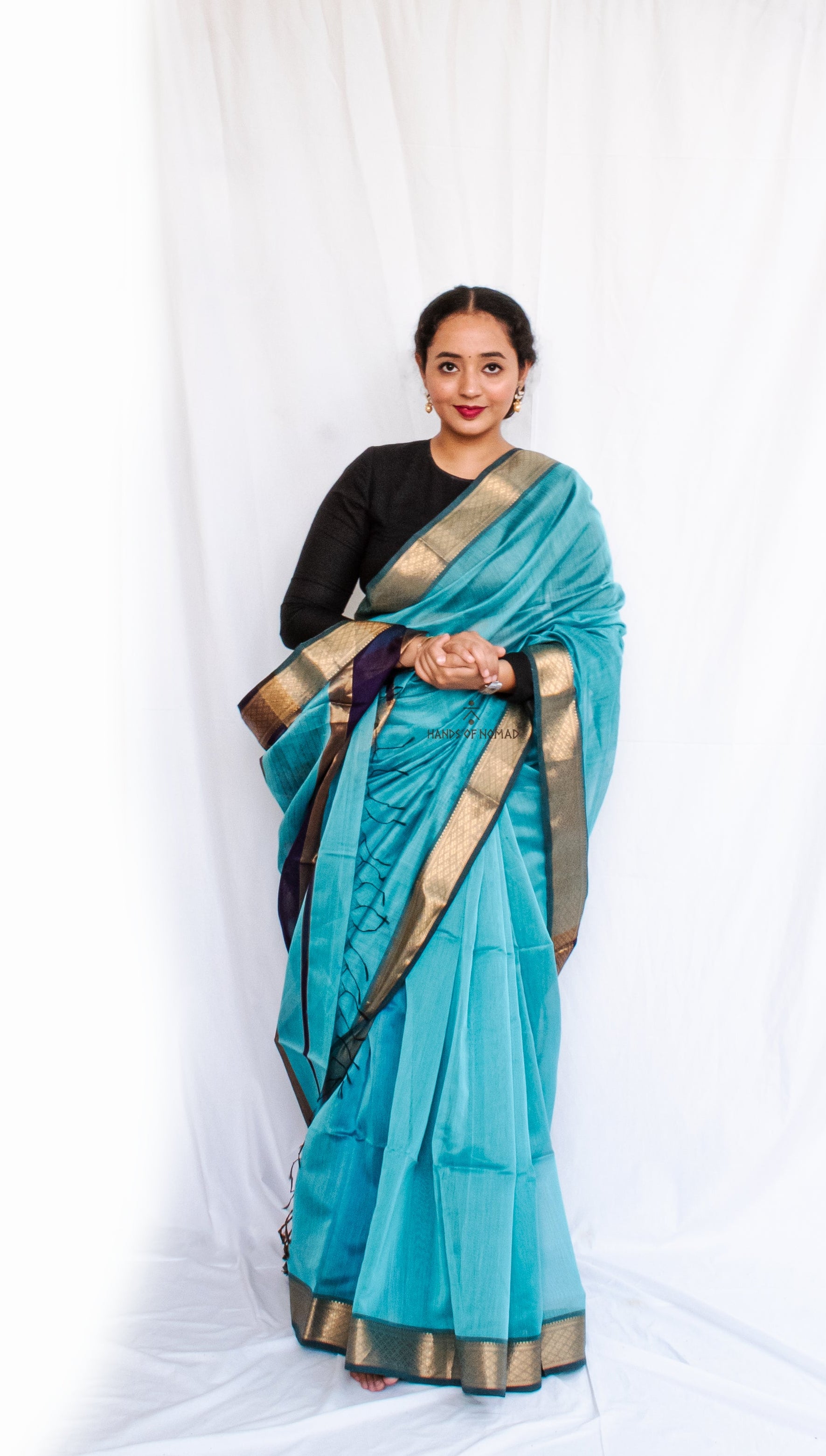 Blue Cotton Silk Maheshwari Saree