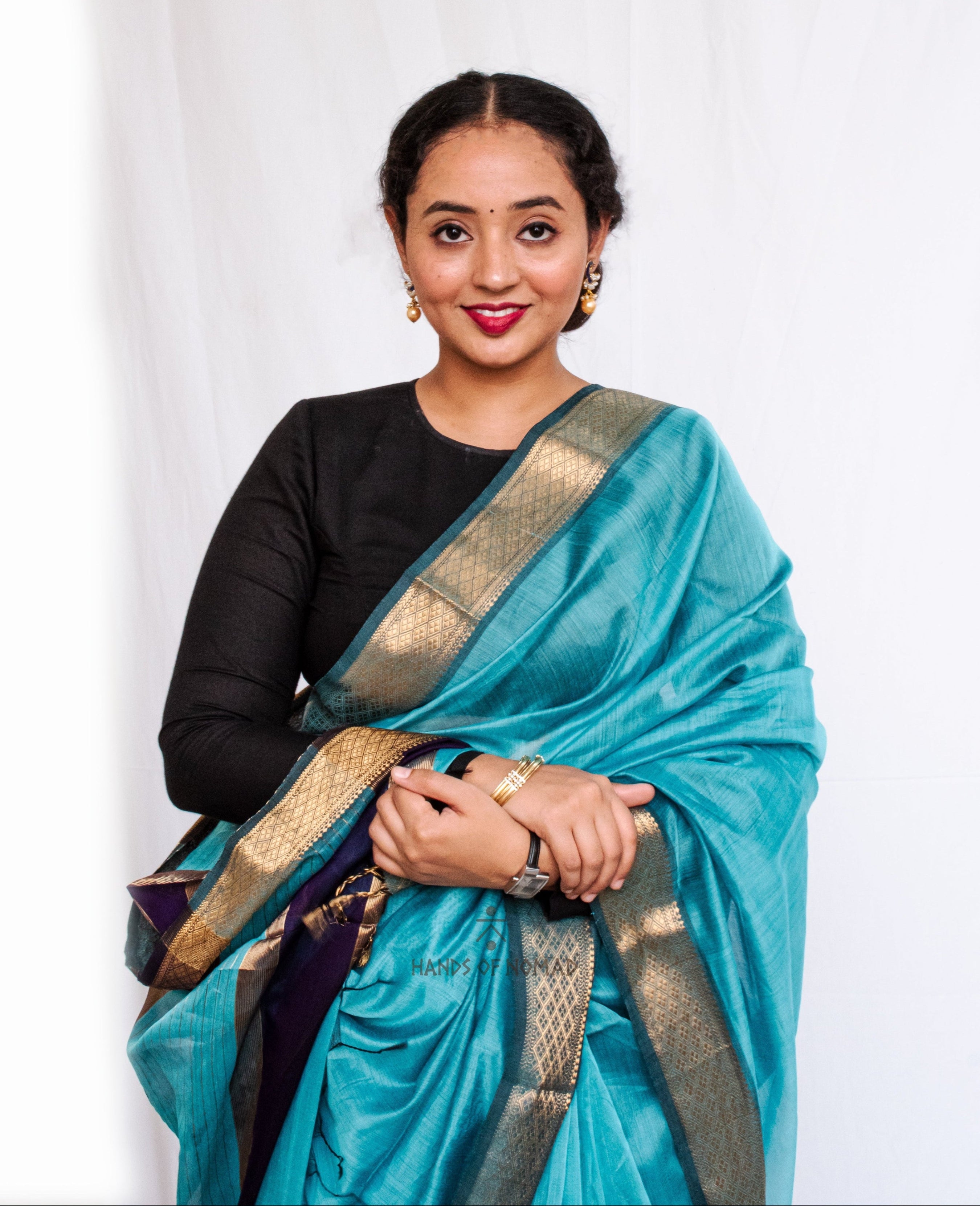 Blue Cotton Silk Maheshwari Saree