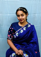 Blue Hand Painted Pichwai Silk Saree