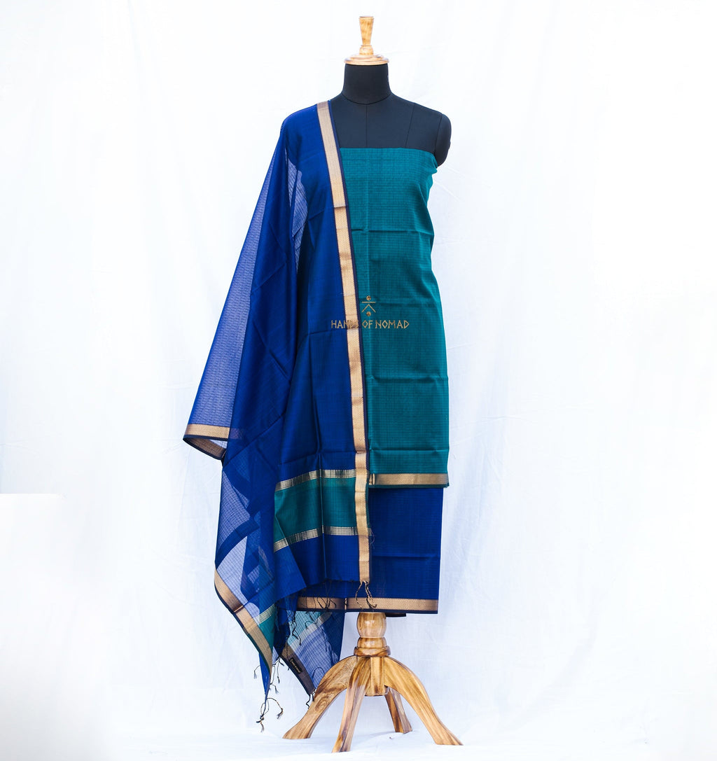 Blue and Green Maheshwari Silk Suits