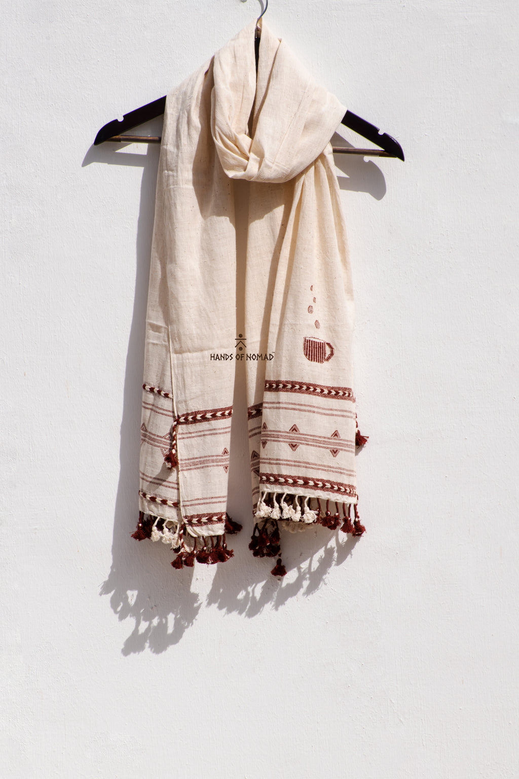 White cotton Coffee Stole HANDS OF NOMAD