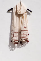 White cotton Coffee Stole HANDS OF NOMAD